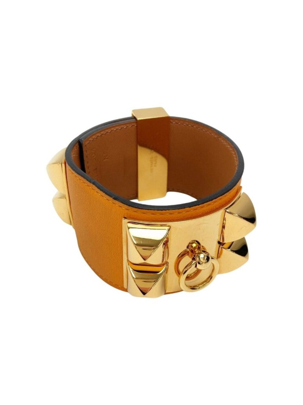 Hermes Collier de Chien Leather NM 004 NF Orange Gold Bracelet